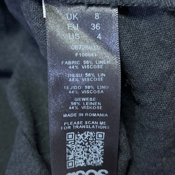 ASOS Black Linen Sleeveless Sweatheart Neck Button Down Midi A Line Tank Dress 4 - Picture 5 of 5